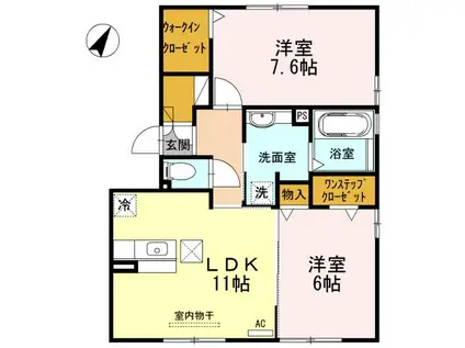 D-ROOMソレイユ(2LDK/1階)の間取り写真