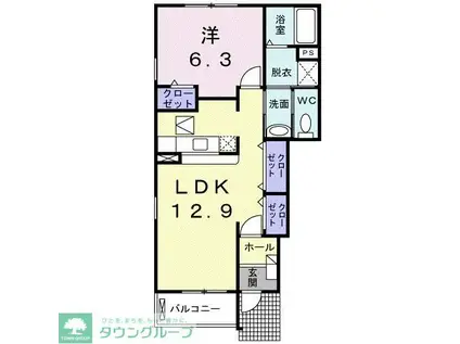 ディオールI(1LDK/1階)の間取り写真