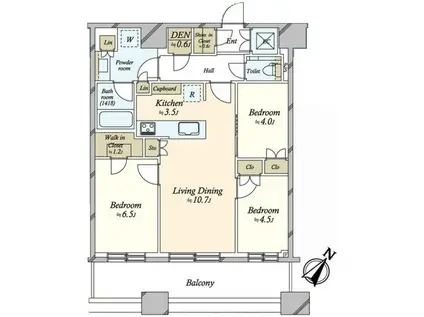 勝どき ザ・タワー(3LDK/31階)の間取り写真