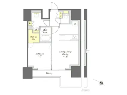 プライムメゾン中目黒(1LDK/12階)の間取り写真