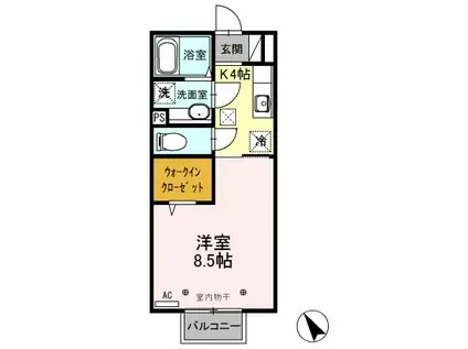 T・H壱番館(1K/1階)の間取り写真