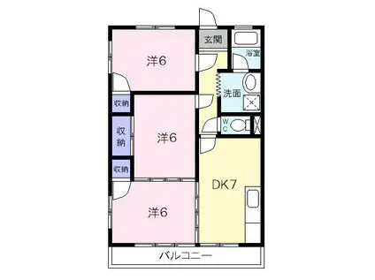 いすずコーポC(3DK/2階)の間取り写真