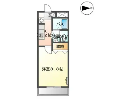 エマーブル(1K/2階)の間取り写真