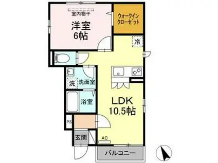 グリーンフラッツ(1LDK/1階)の間取り写真