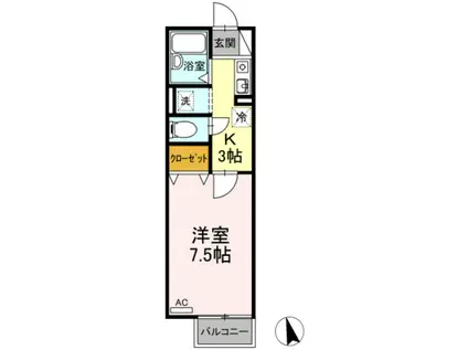 マーメゾン アイ(1K/1階)の間取り写真