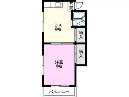 ウエストパレス(1DK/3階)の間取り写真