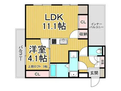 MICAELENOKURAKUEN(1LDK/2階)の間取り写真