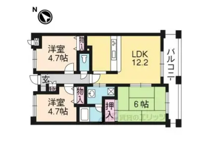 パインフィールド洛南(3LDK/4階)の間取り写真