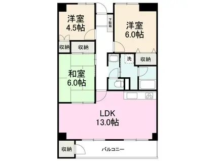 ルネ・コート太田(3LDK/5階)の間取り写真