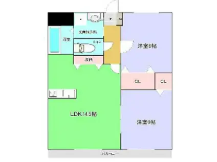 フォンス出水I(2LDK/1階)の間取り写真