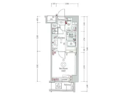 AXAS門前仲町(1K/2階)の間取り写真