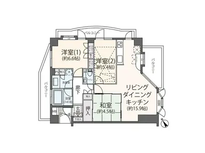 サンクタス栗平駅前クラウンコート(3LDK/1階)の間取り写真