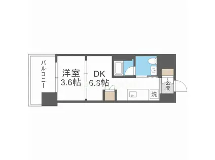 J.GRAN COURT京町堀(1DK/14階)の間取り写真