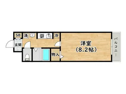 グランサンヴェール矢野(1K/2階)の間取り写真