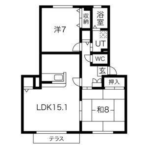 サテライト ミーホA(2LDK/1階)の間取り写真