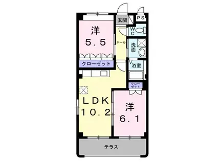 ライブリーベスト・かつらぎ(2LDK/1階)の間取り写真