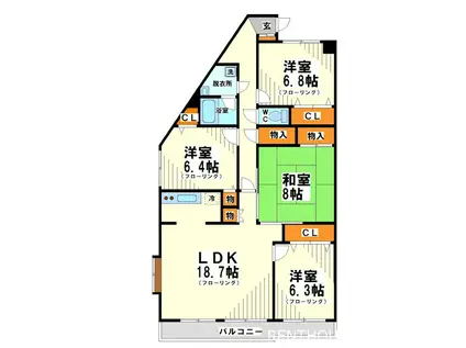 ロイヤルパレス(4LDK/1階)の間取り写真