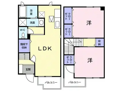 ソレアードIII(2LDK/1階)の間取り写真