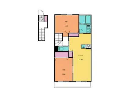 BIRU LANGIT(2LDK/2階)の間取り写真