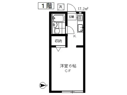 パルコーポ小宮山(1K/1階)の間取り写真