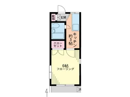 新宿パールコーポ(1K/1階)の間取り写真