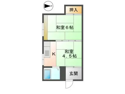 コーポパレット2(1DK/1階)の間取り写真