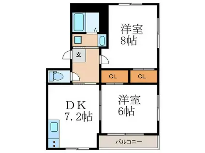 清水マンション(2DK/2階)の間取り写真