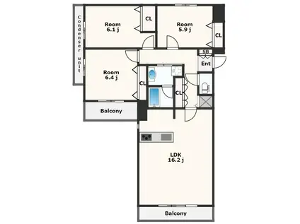 幸町シュンレジデンス(3LDK/3階)の間取り写真