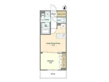 アイフラット若松河田(1LDK/3階)の間取り写真