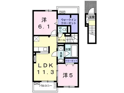 メゾフォルテ(2LDK/2階)の間取り写真