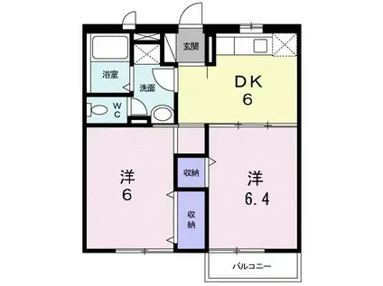 ソレアードII(2DK/2階)の間取り写真