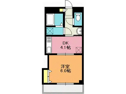 アルカディア(1DK/3階)の間取り写真