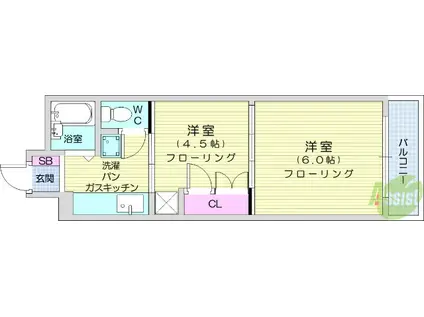 ソフィア福住町(2K/3階)の間取り写真