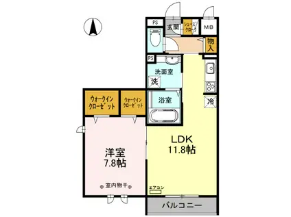 SUCRE(1LDK/2階)の間取り写真