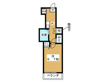 IKフラット4(1K/1階)の間取り写真