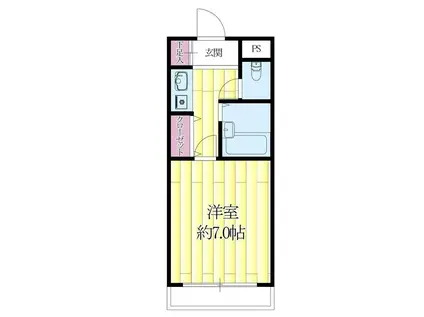 シャトレ豊津I(1K/1階)の間取り写真