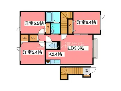 シャーメゾン月寒フィフティ(3LDK/2階)の間取り写真