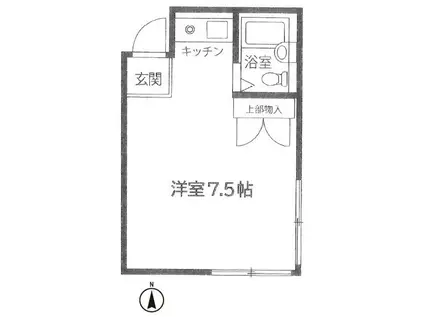 オオノキコーポパートII(ワンルーム/2階)の間取り写真