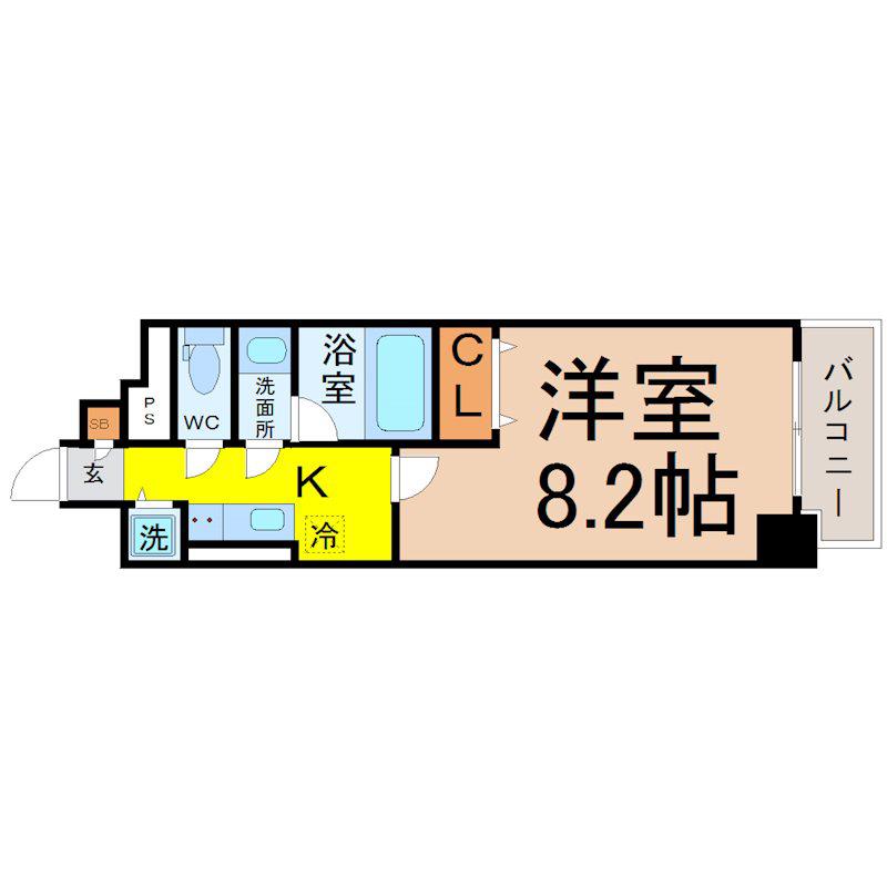 グリーンコート中島(1K/5階)の間取り写真