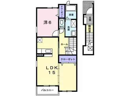 パークハイツ尾島 尾島町(2LDK/2階)の間取り写真