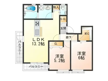 メヴァエルデ光明池(2LDK/3階)の間取り写真
