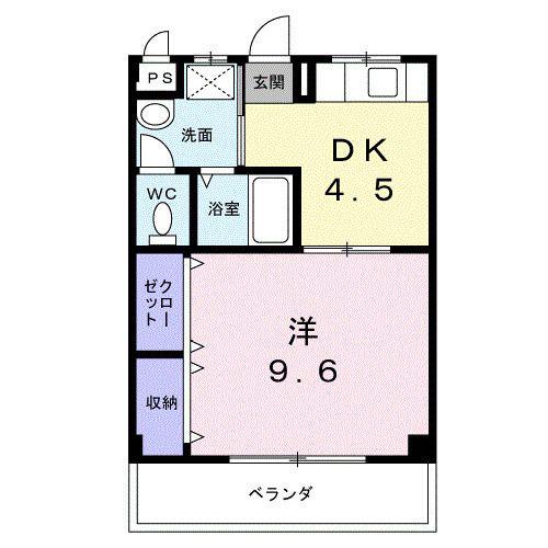 リードハイツ(1DK/4階)の間取り写真