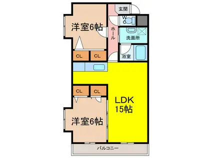 ピュアライフ小城(2LDK/2階)の間取り写真
