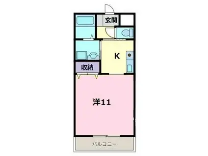 ティーワン緑町(1K/4階)の間取り写真