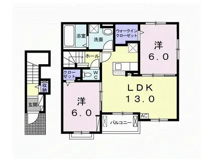 セレーノ大井(2LDK/2階)の間取り写真