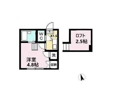 ビューコート小田原(1K/1階)の間取り写真