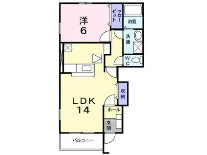 グラン・オリゾンA棟(1LDK/1階)の間取り写真