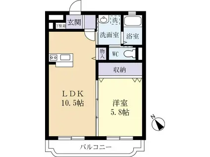 アドワンつくば(1LDK/2階)の間取り写真