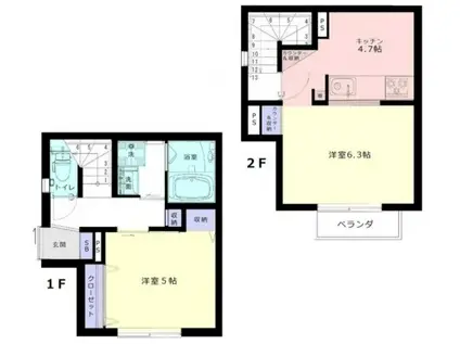 ライフ小竹向原(2K/1階)の間取り写真