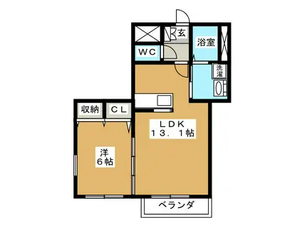 グランヴェール(1LDK/1階)の間取り写真